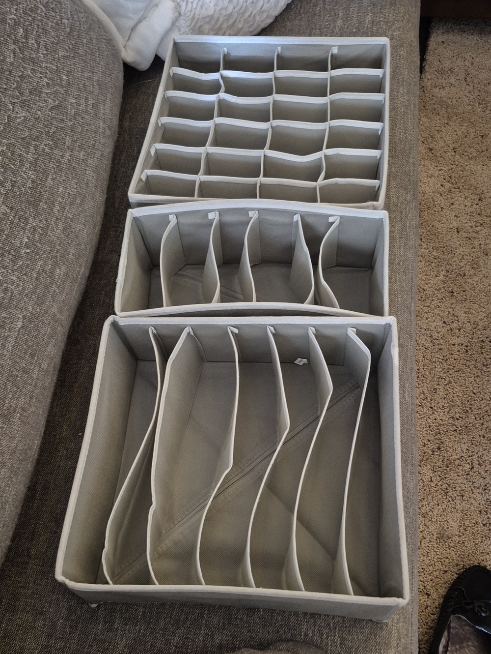 Macy's Light Gray Fabric Drawer Organizers Set